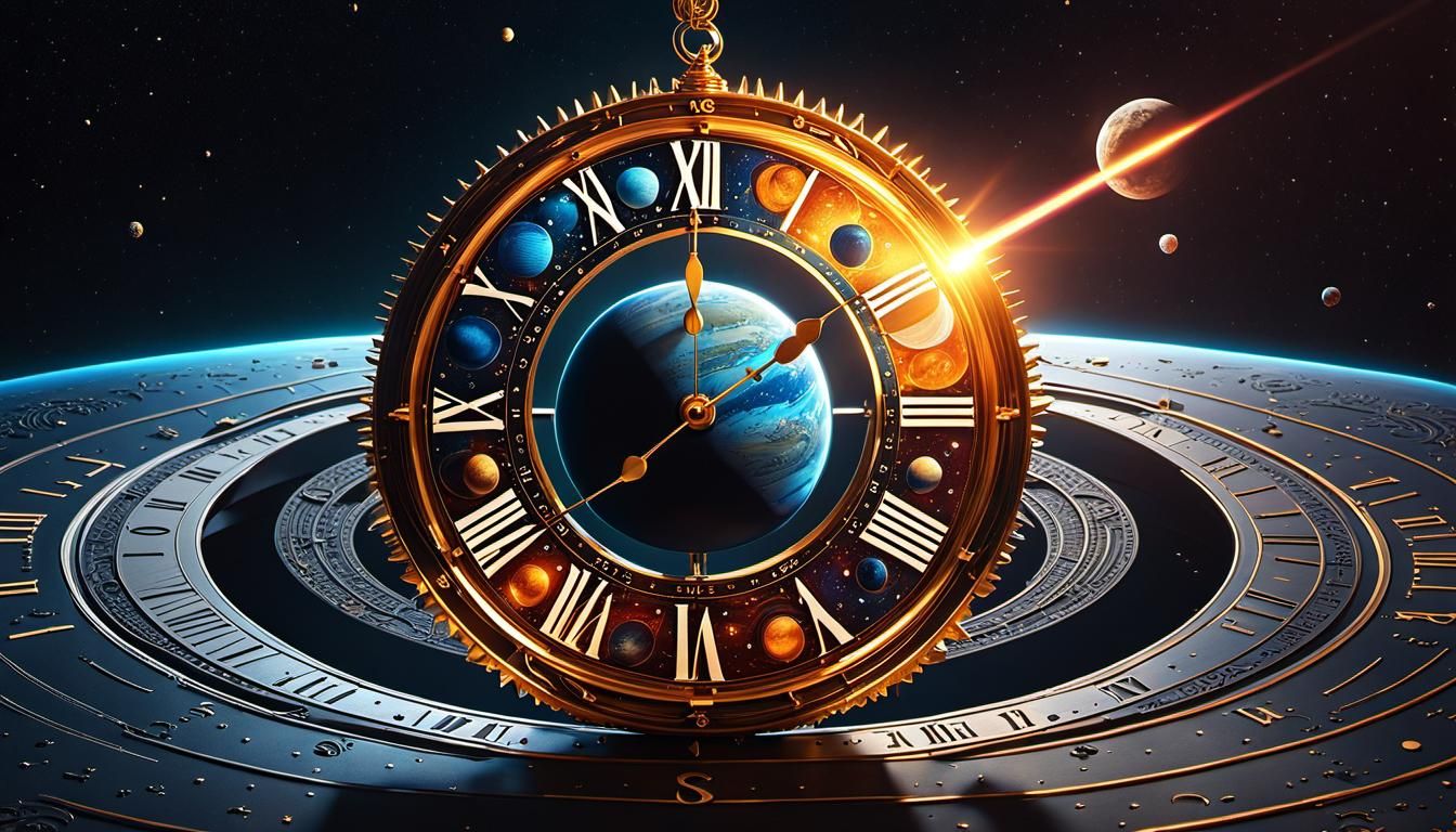 Planetary Sun Clock with Moon Pendulum in Realism Style