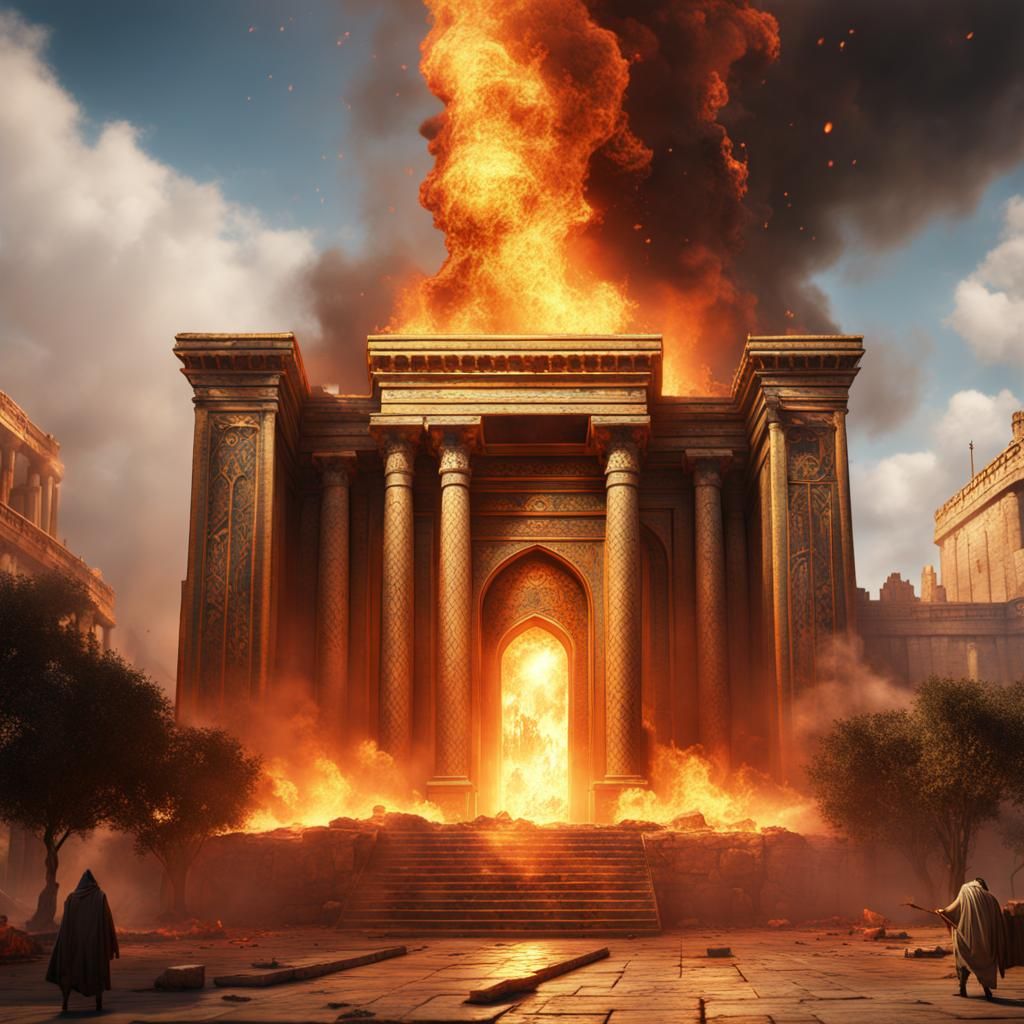 Burning of Solomon's Temple: Detailed Matte Painting