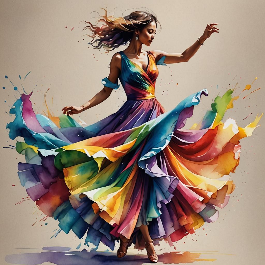Watercolor Dancer: A Vibrant Digital Painting