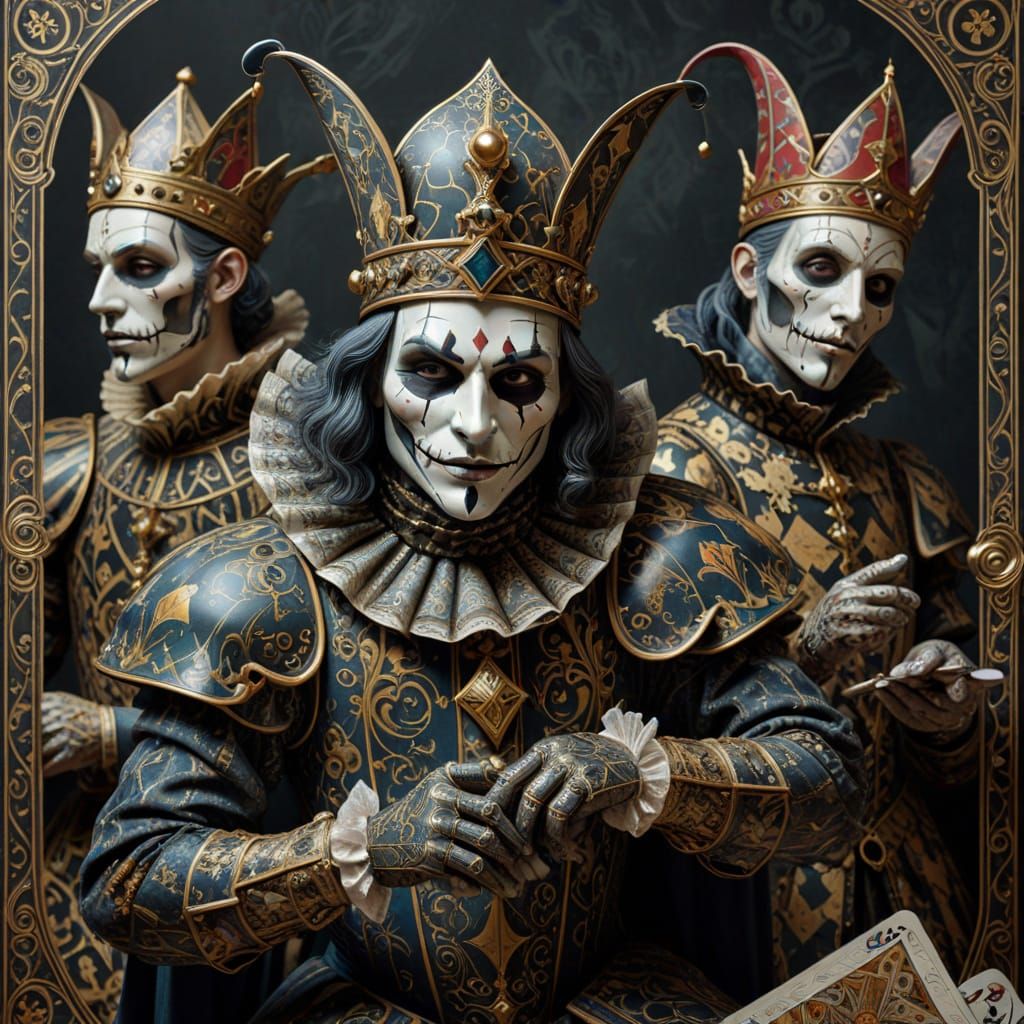 Surreal Court of Playing Cards in Baroque Style