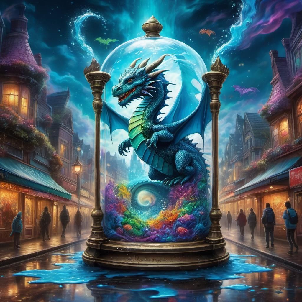 A little Dragon inside a hourglass