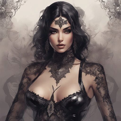 Beautiful Iranian Woman in Latex Lingerie, Royo Style