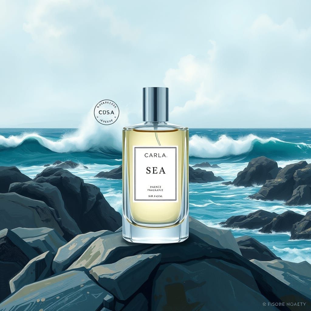 Impressionist Coastal Scent Bottle in Marine Blue