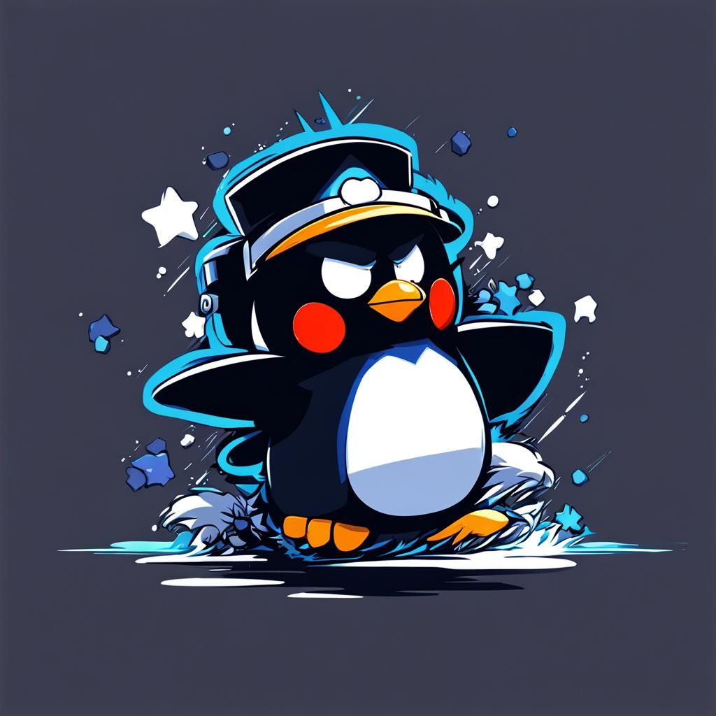 Badtz Maru Penguin in Cel-Shaded Anime Style