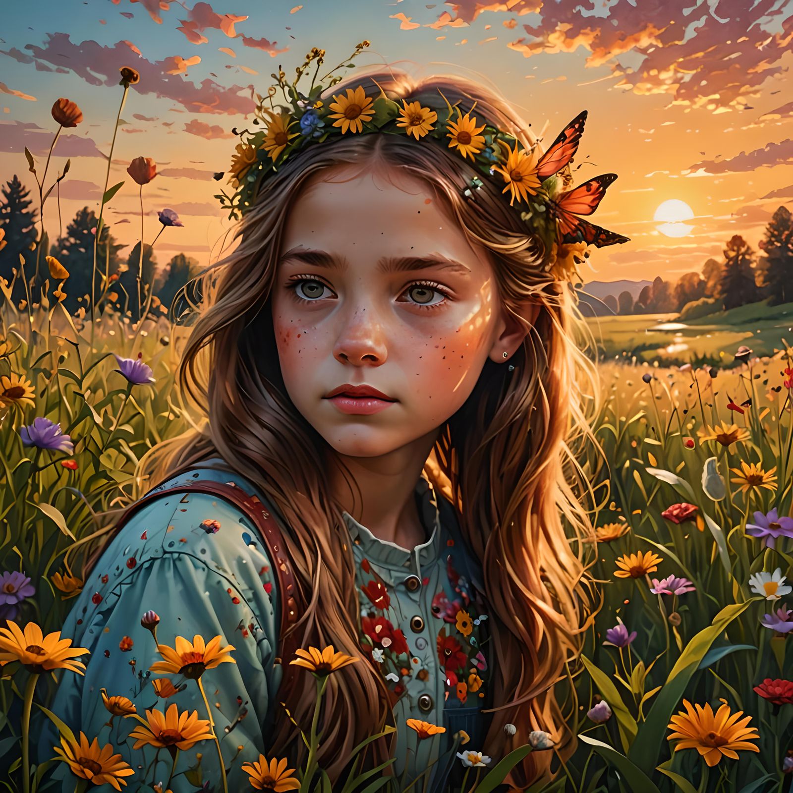 Little Girl in a Flower meadow