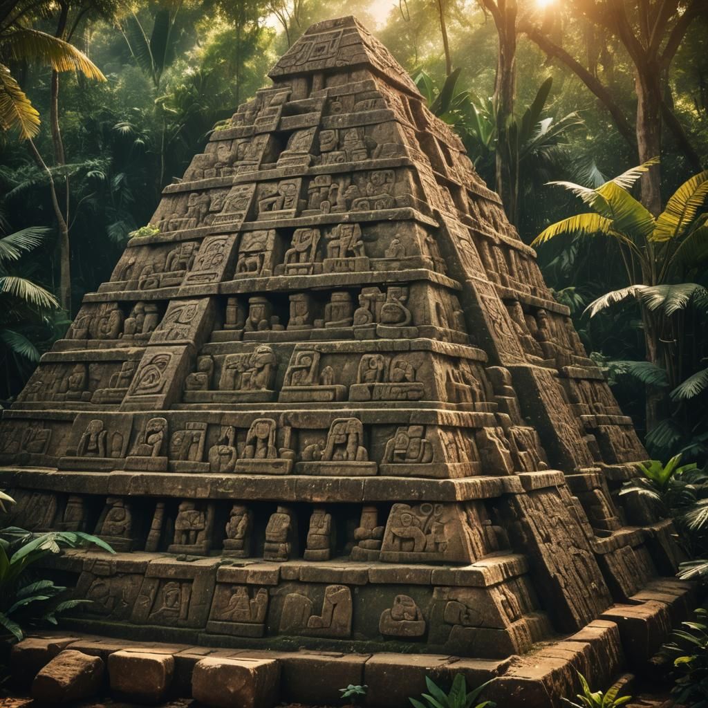 Mesoamerican Stone Pyramid With Human Sacrifice