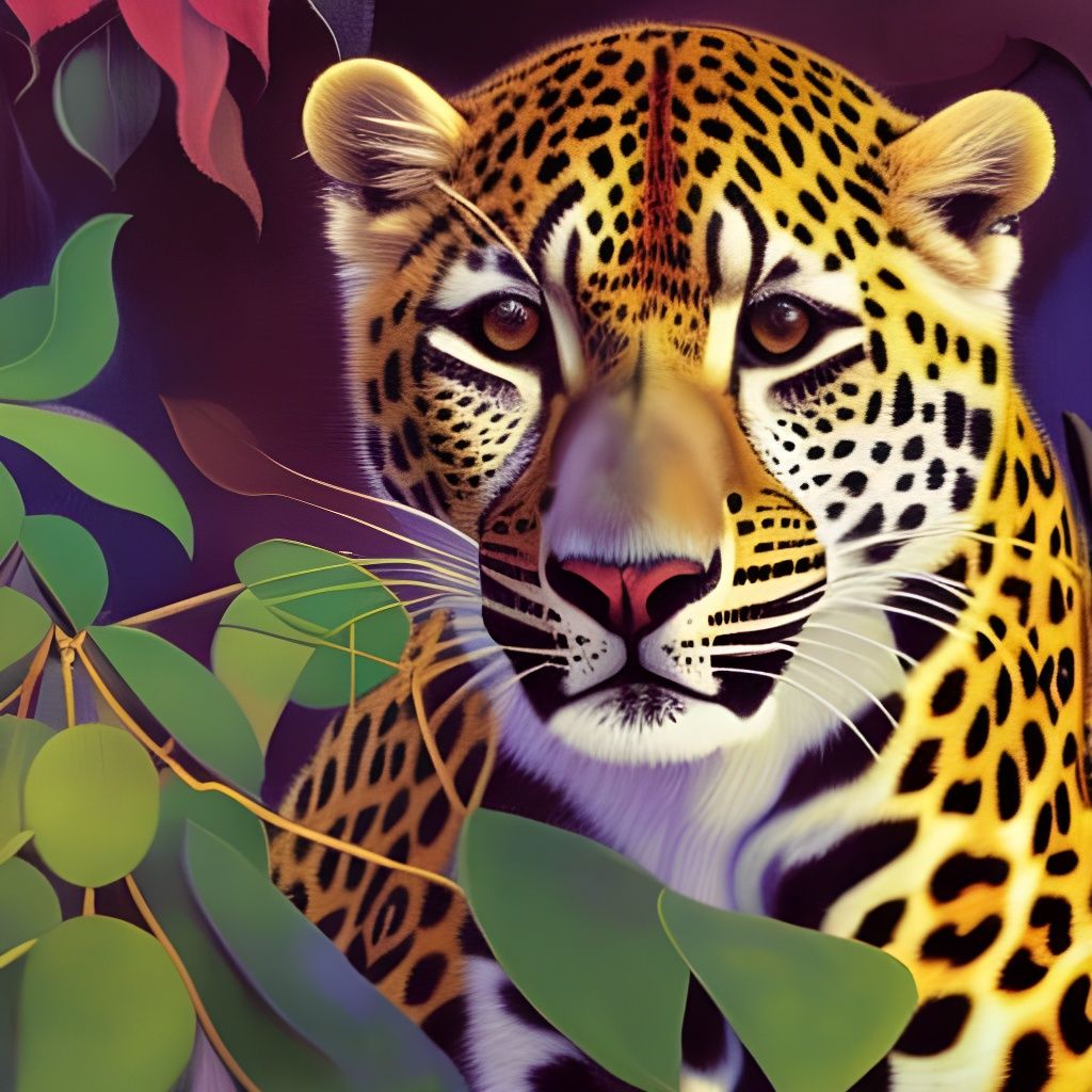 Cute Leopard Painting in Ethereal Style
