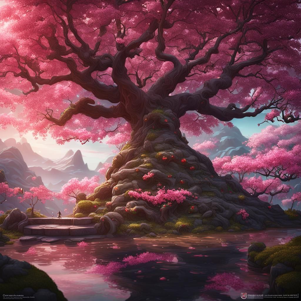 Fantasy Tree: Sakura and Pomegranate Fusion