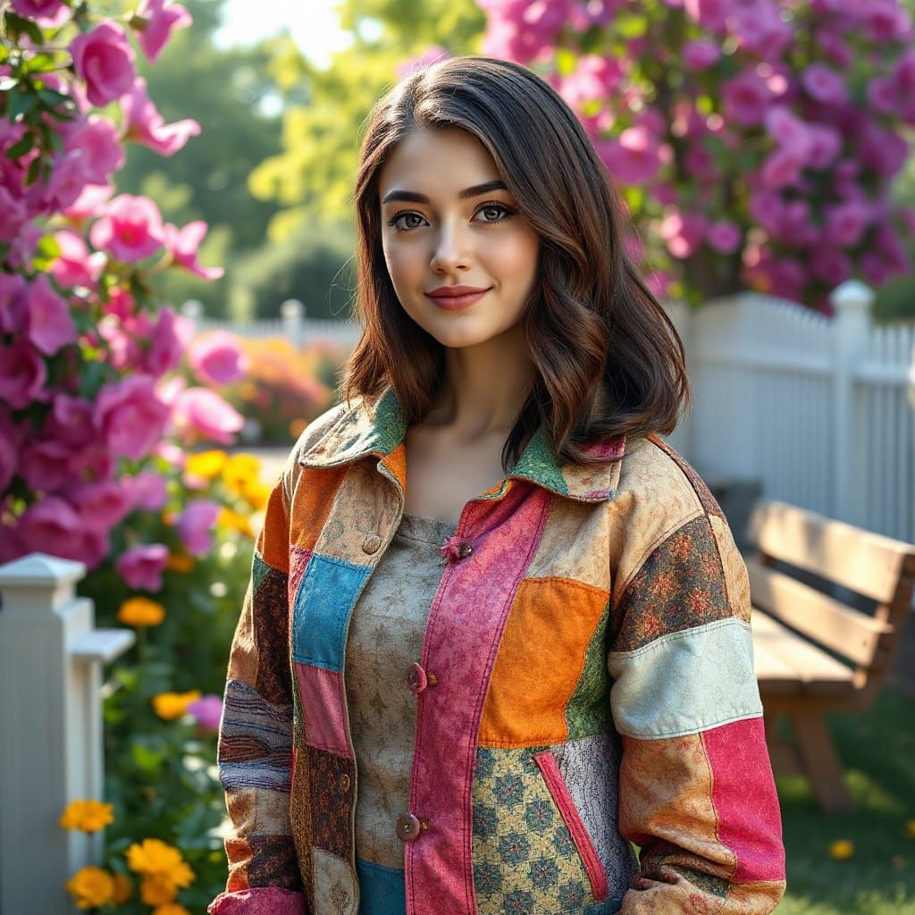Sassy Young Woman in Vibrant Garden