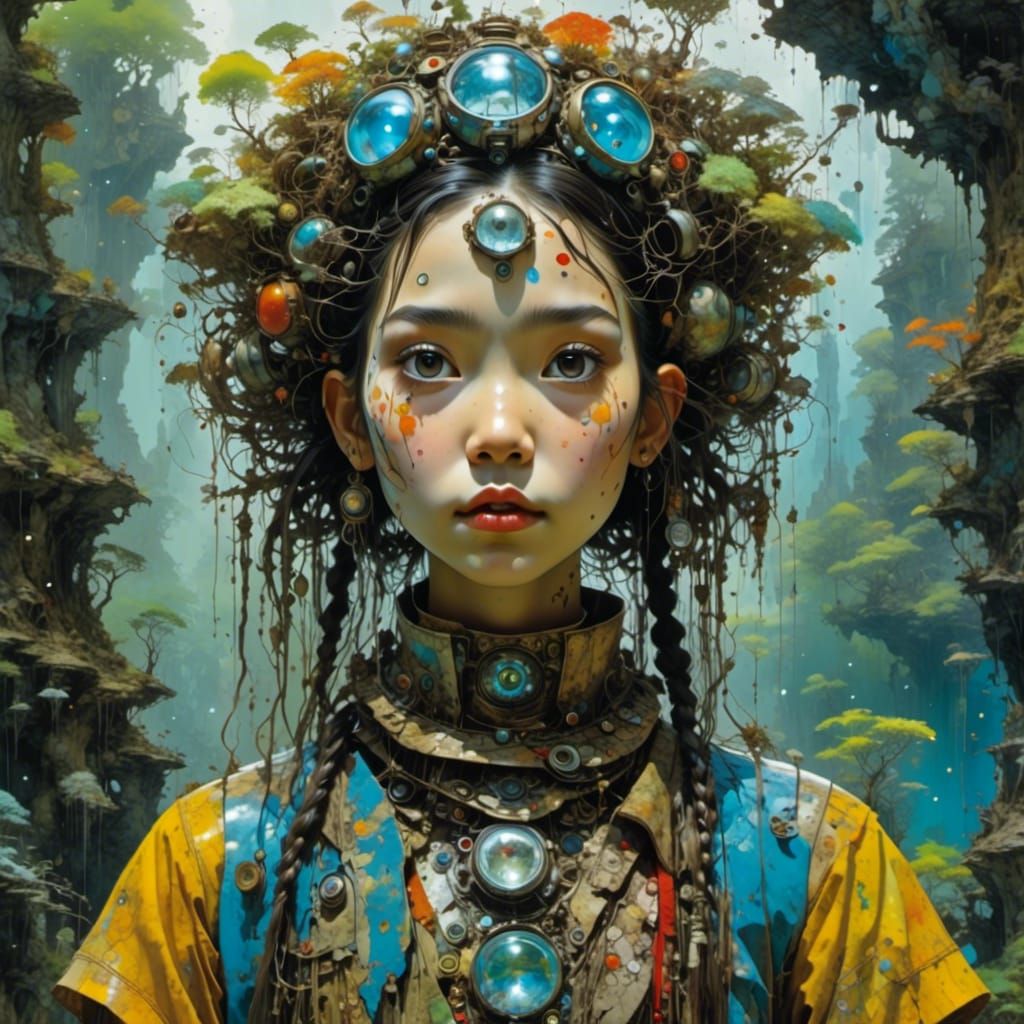 Hyperrealistic Acrylic Portrait: Hydropunk Shaman