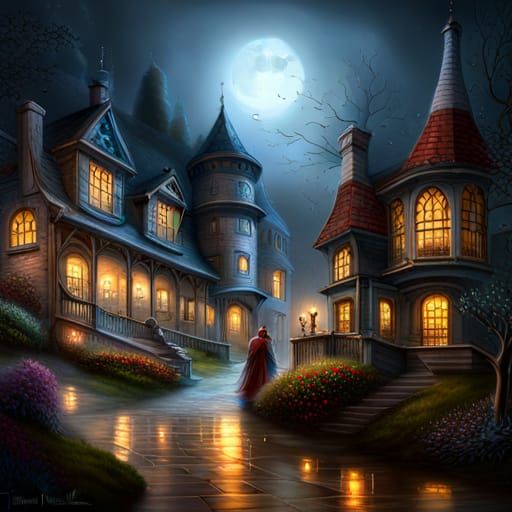 Lots of 3D Luminated Ghosts in Old Victorian House