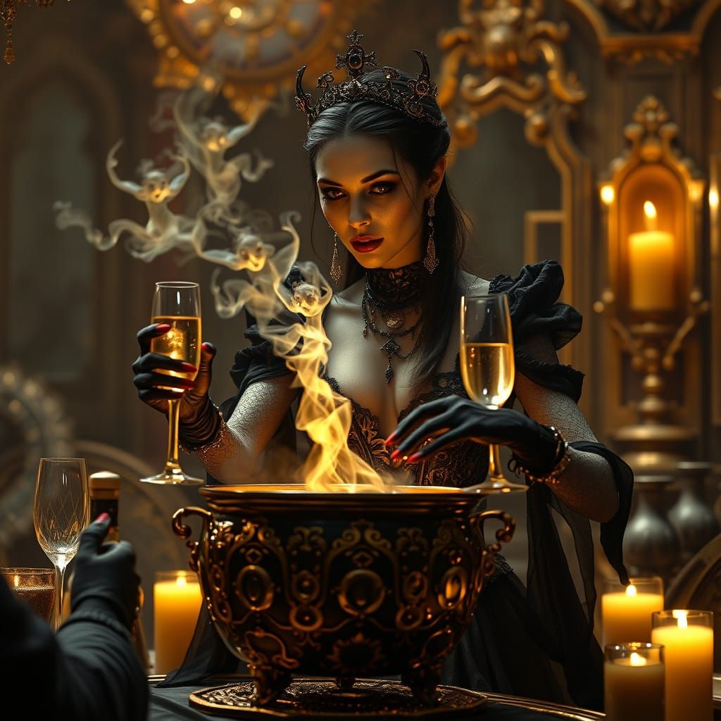 Undead Sorceress Performs Alchemical Ritual
