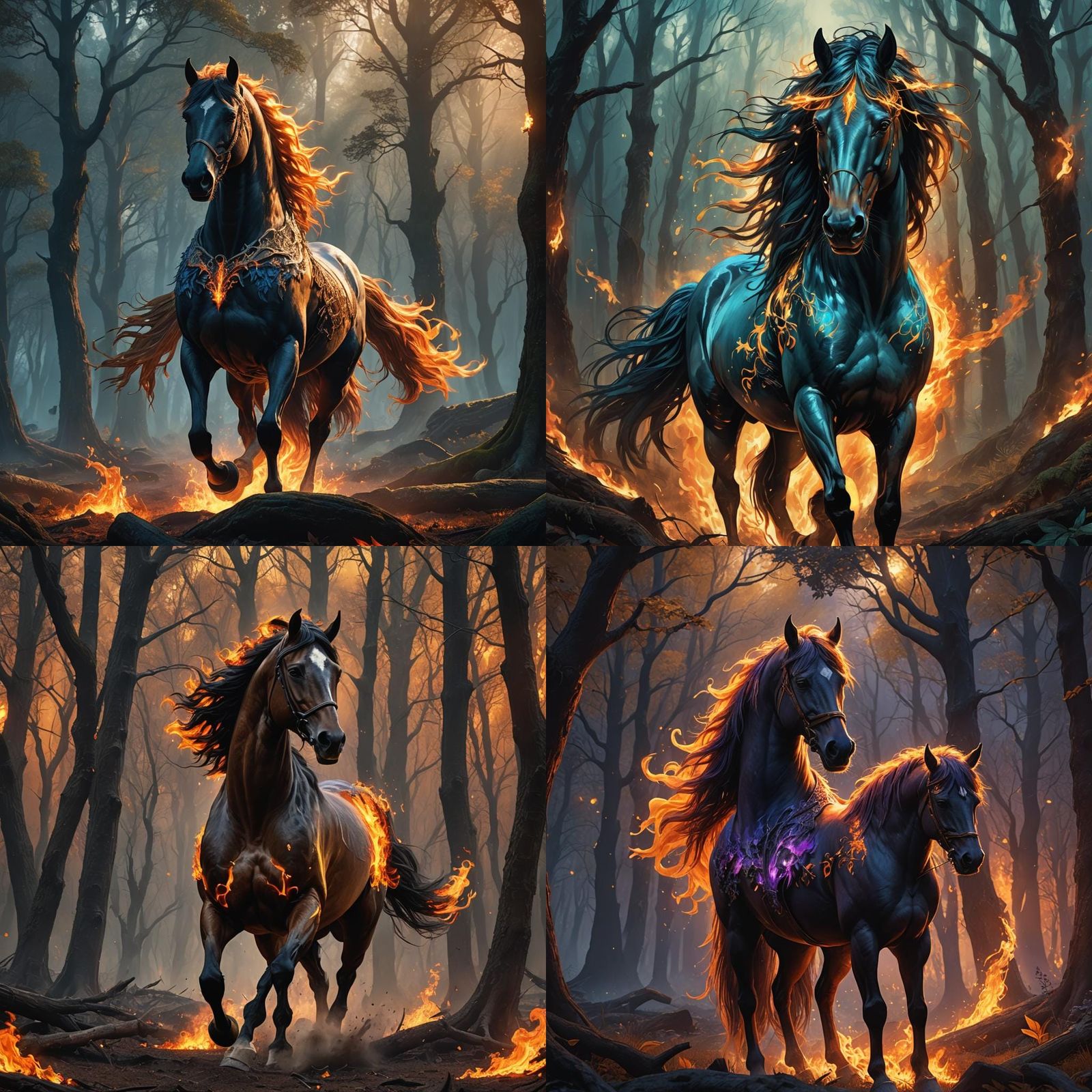 Fiery Horse: Detailed Fantasy Concept Art