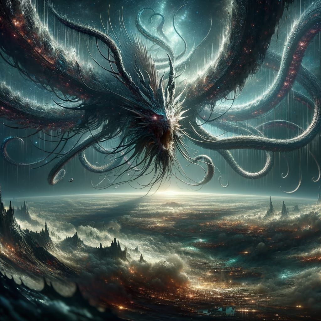 Cosmic Tentacled Dragon Descends in Sci-Fi Calamity