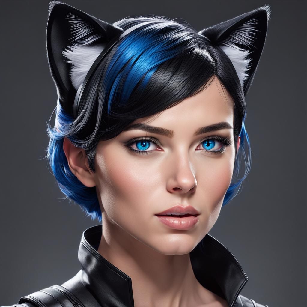 Cat-Woman Portrait in Hyperdetailed Style