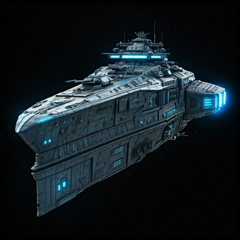Futuristic Space Battleship in Sci-Fi Style