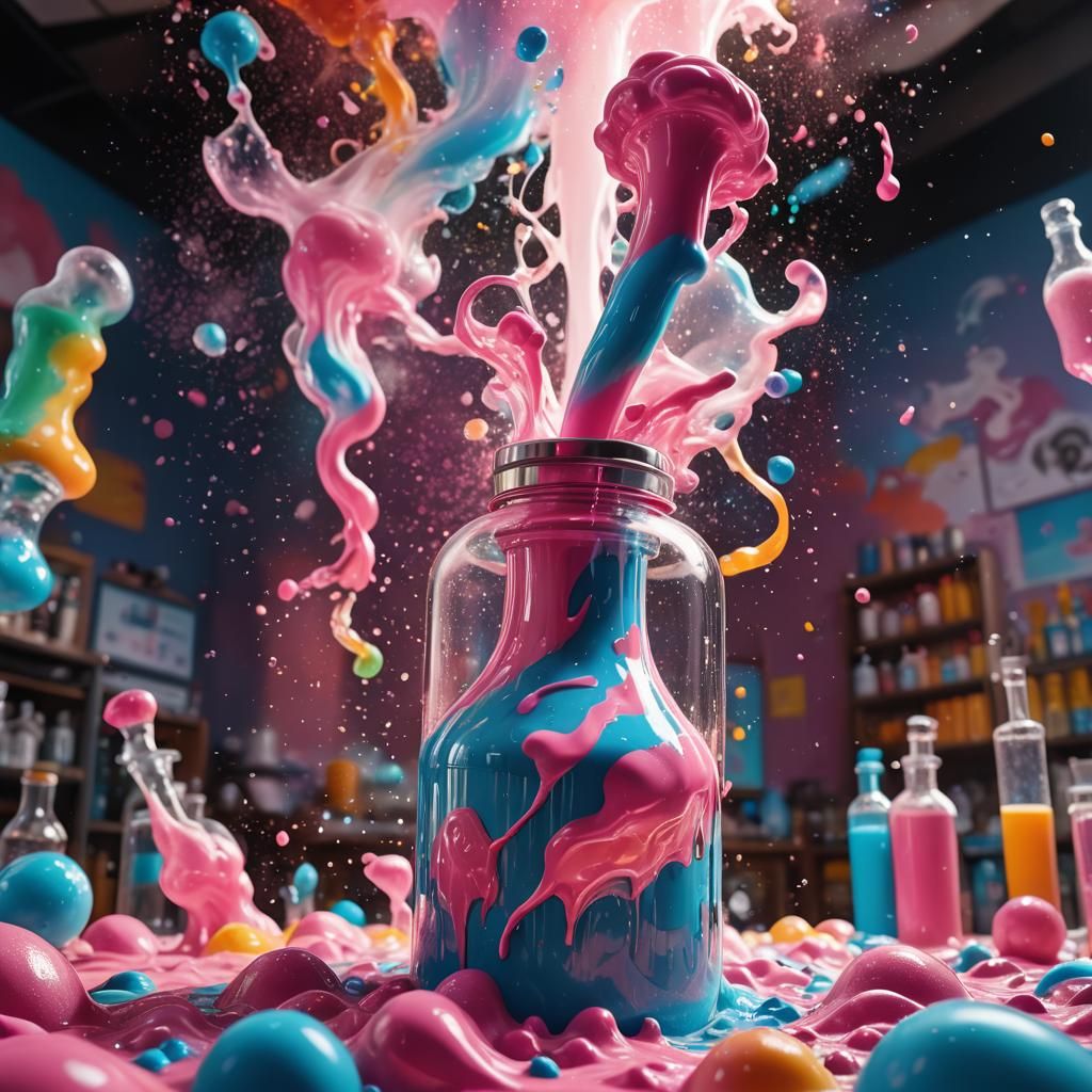 Colorful Elephant Toothpaste Eruption in Fantasy Laboratory