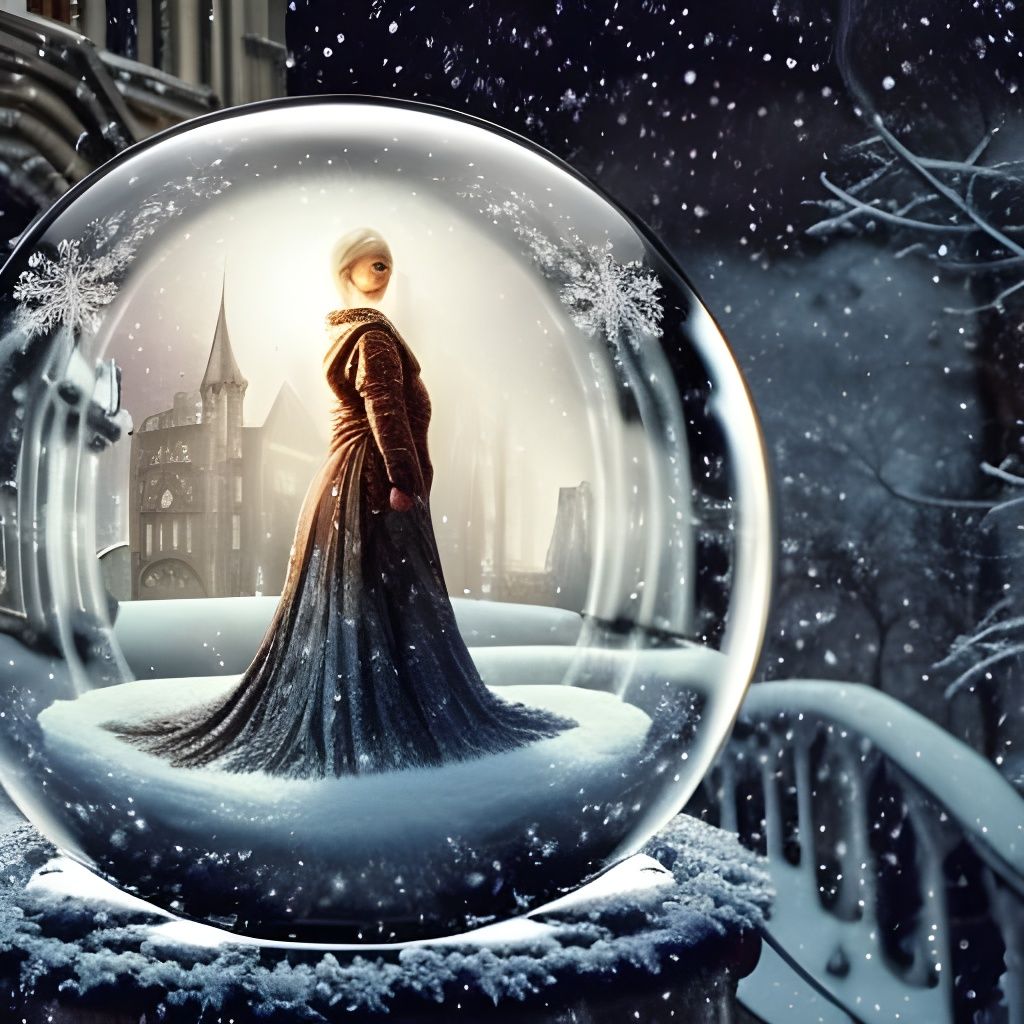 Winter Night Inside Crystal Ball: Digital Matte Painting