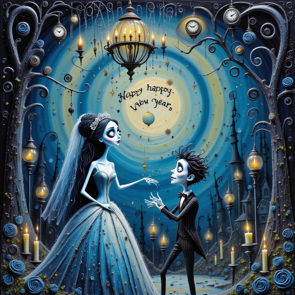 Emily and Victor Dance New Year's Eve in Burtonesque Style