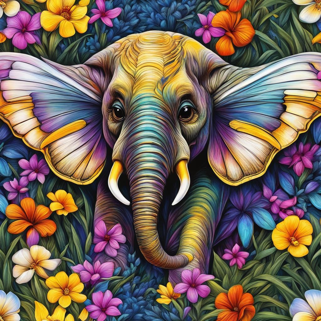 Wasp Elephant and Butterfly in Australian Tonalism