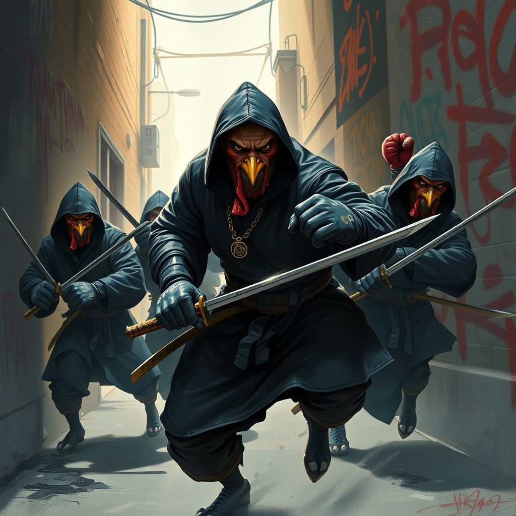 Ninja Turkeys Ambush Mike Tyson: Cyberpunk Battle