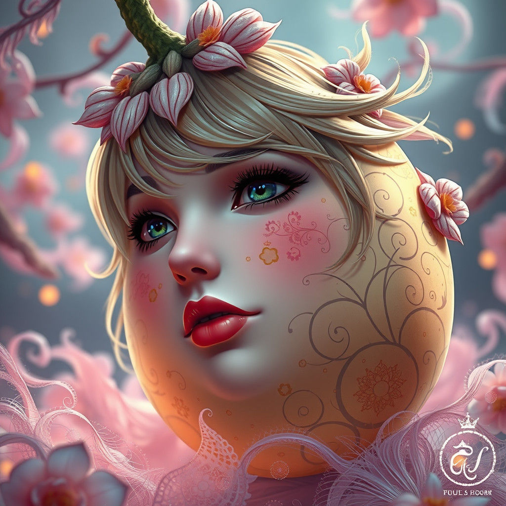 Anime Cantaloupe with a Human Face, Fantasy Art