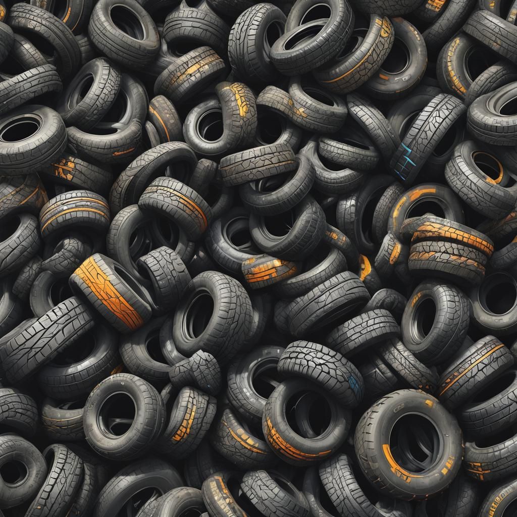 Detailed Matte Painting of Tyres in Deep Color