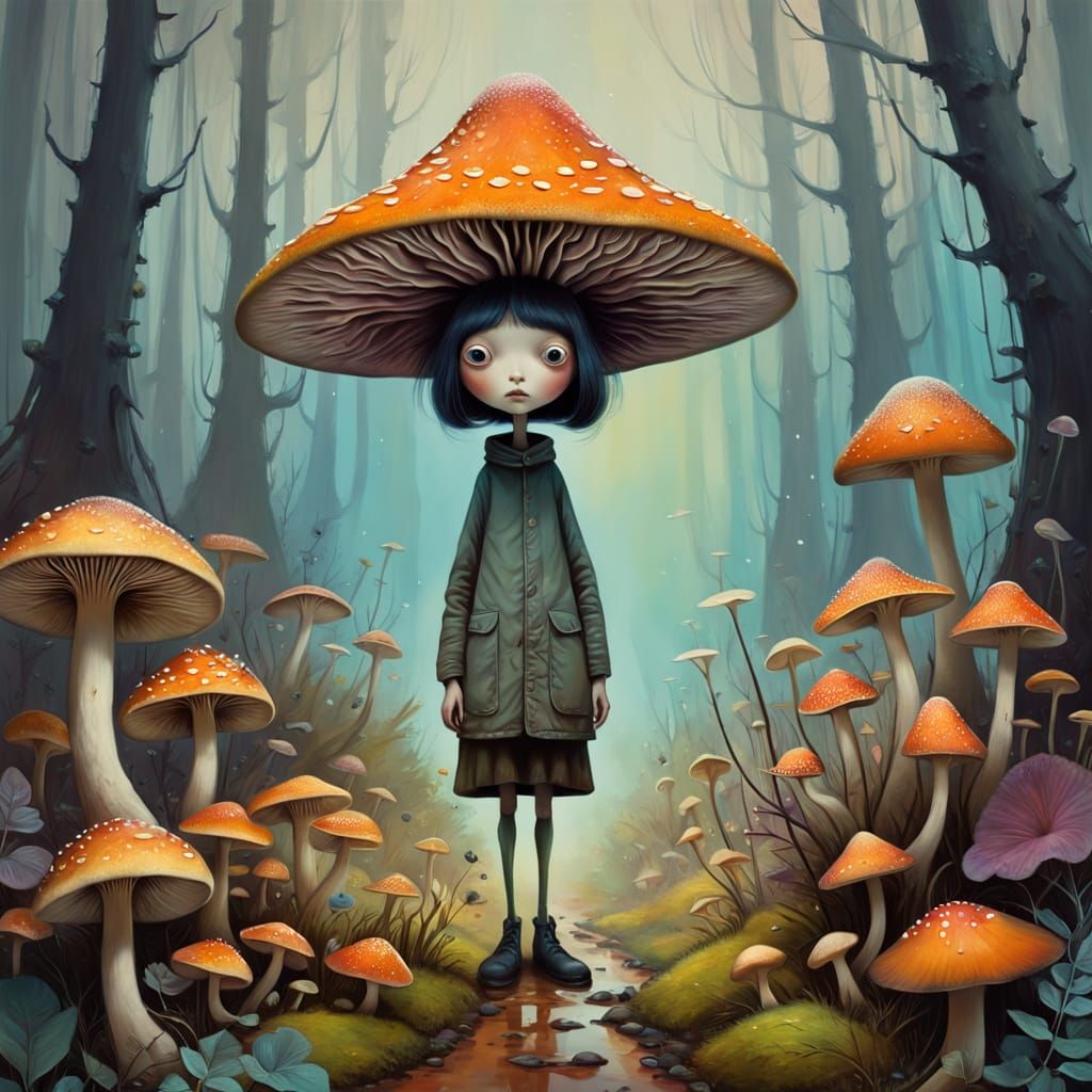 Dreamlike Fungoid Wanderer in a Cosmic Garden