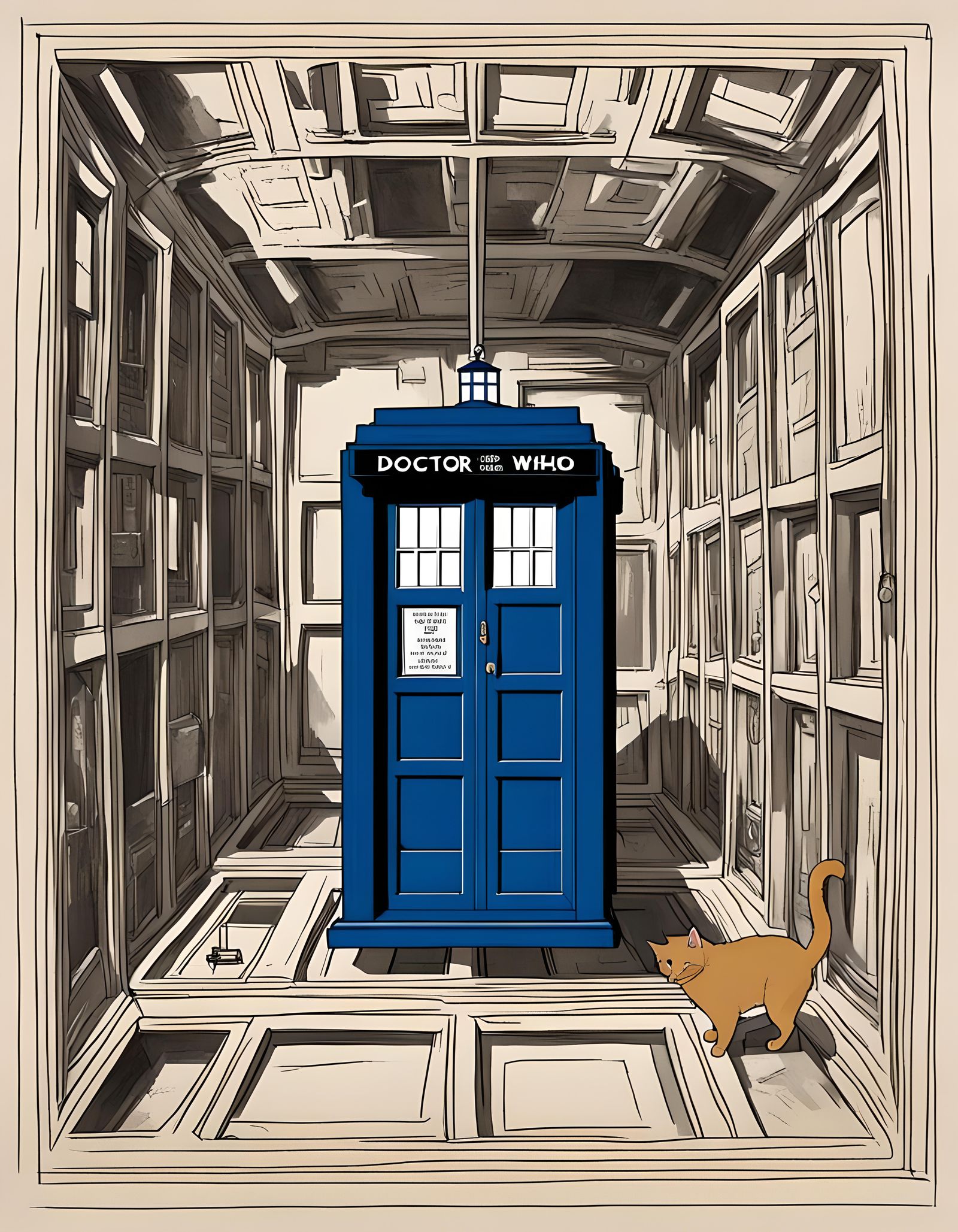 Cat in Doctor Who TARDIS