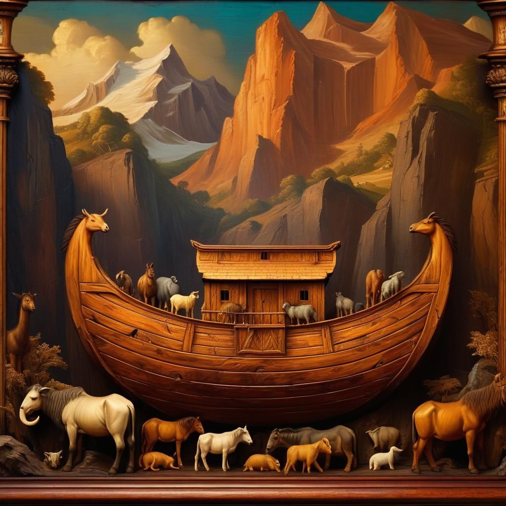 Renaissance Oil Painting of Noah's Ark
