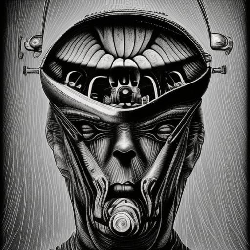 Biomechanical Camera Head in Giger Style