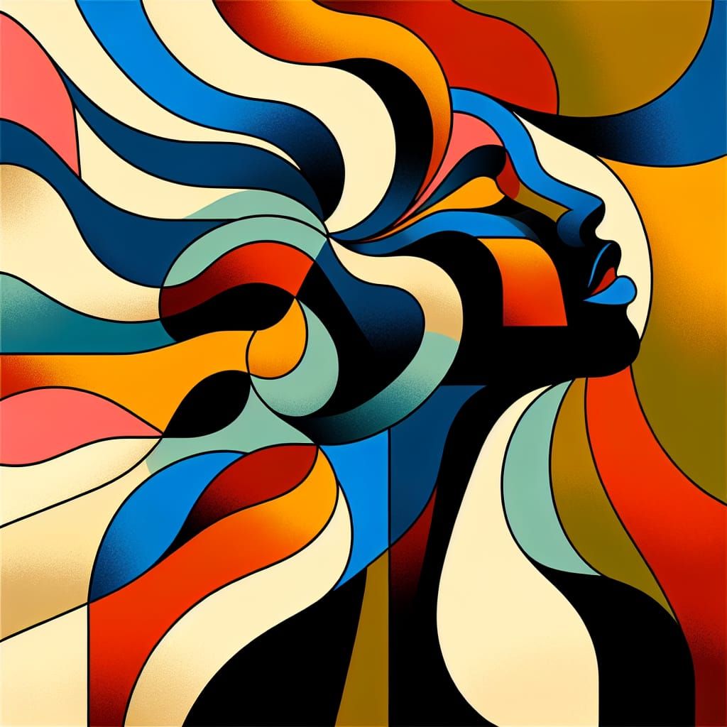 Abstract Geometric Portrait of an African Woman