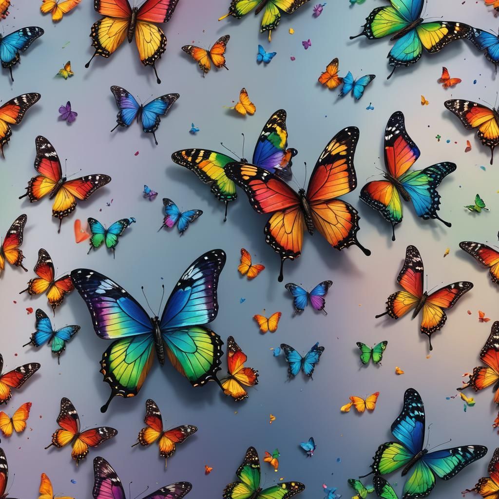 Rainbow Butterfly Splash Art Concept