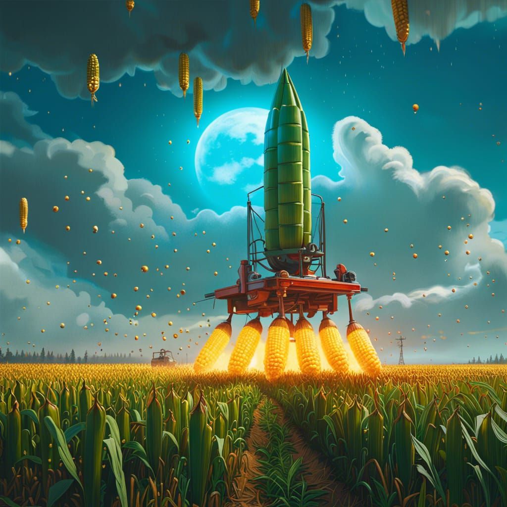 Corn Rocket Flies Through Stormy Sky