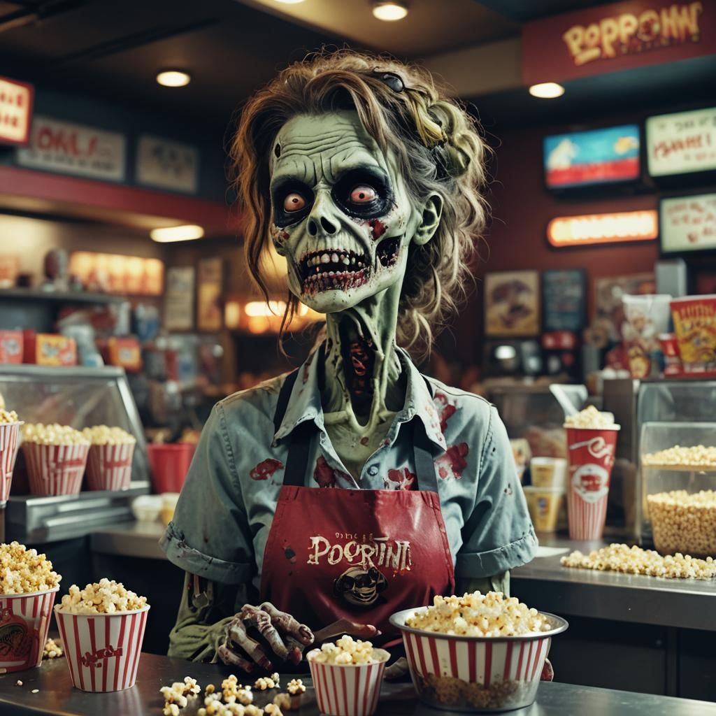 Zombie at Movie Theater Concession Stand