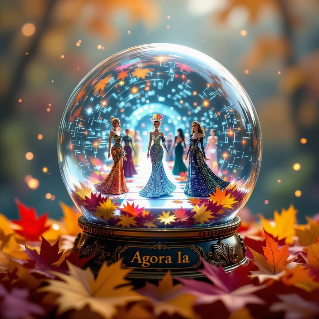 Fantasy Fashion Show Inside Snow Globe