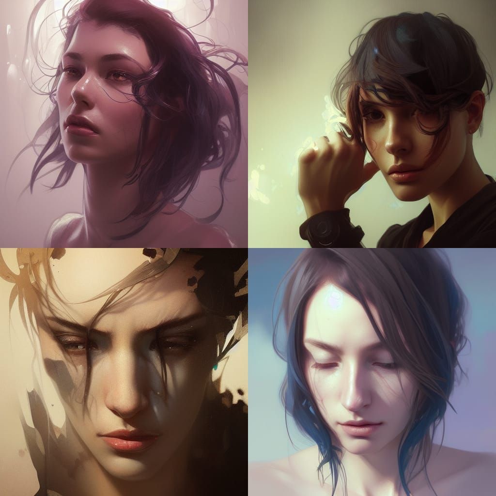 Depression Portrait in Art Nouveau Style