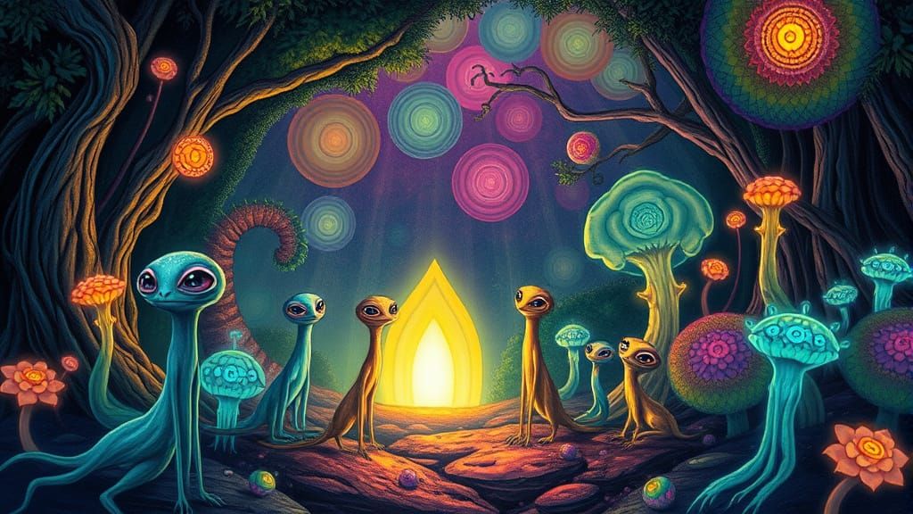Whimsical Aliens in Enchanted Forest