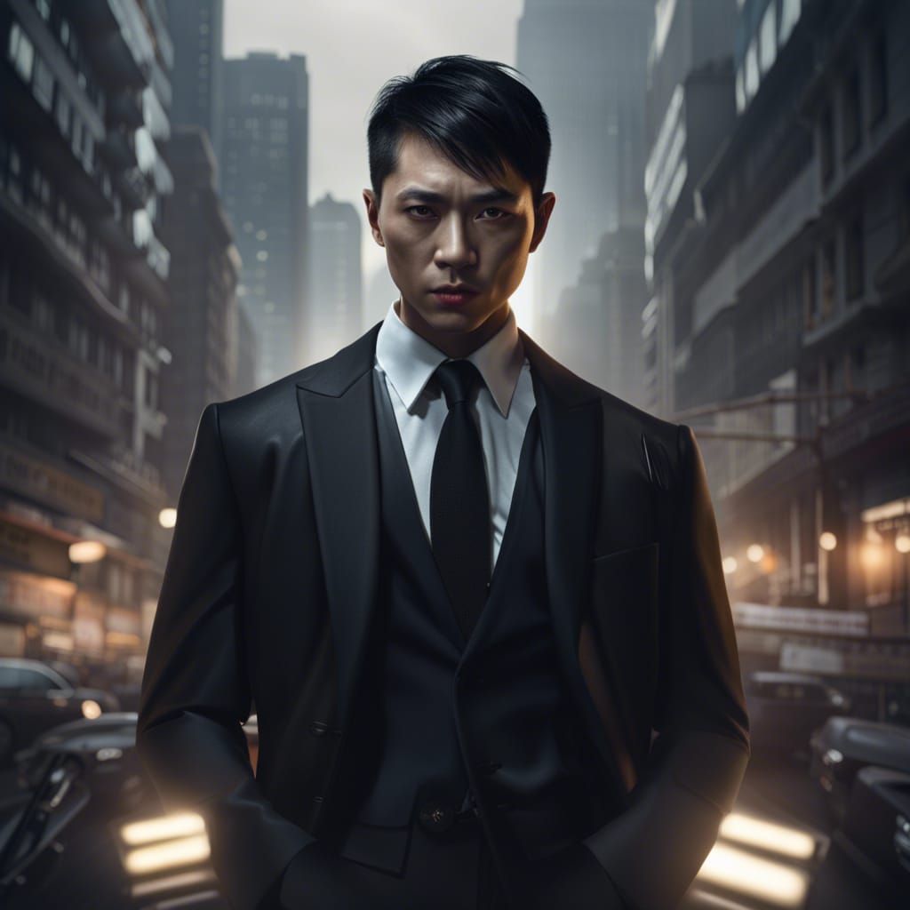 Chinese Gangster in Gotham City: 8k Portrait