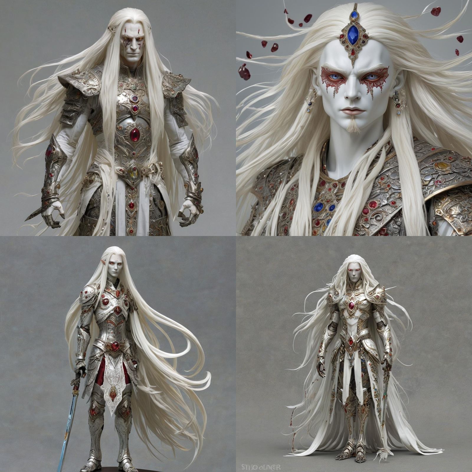 Chromatic Knight with Elemental Sword, Fantasy Art