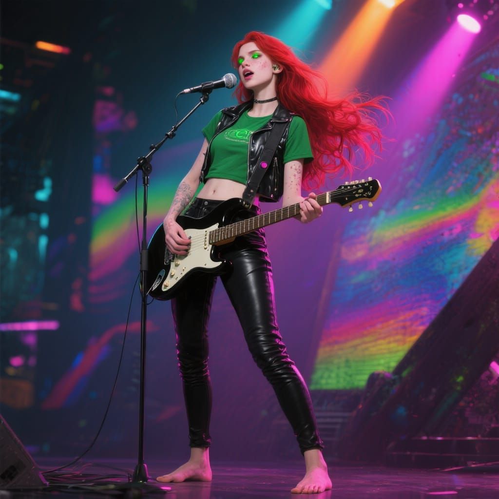 Passionate Singer Under the Spotlight in Digital Art Style