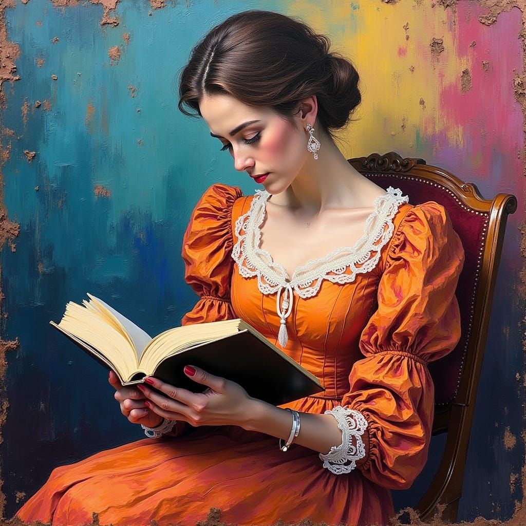 Neo-Impressionist Oil Painting of Elegant Aristocrat