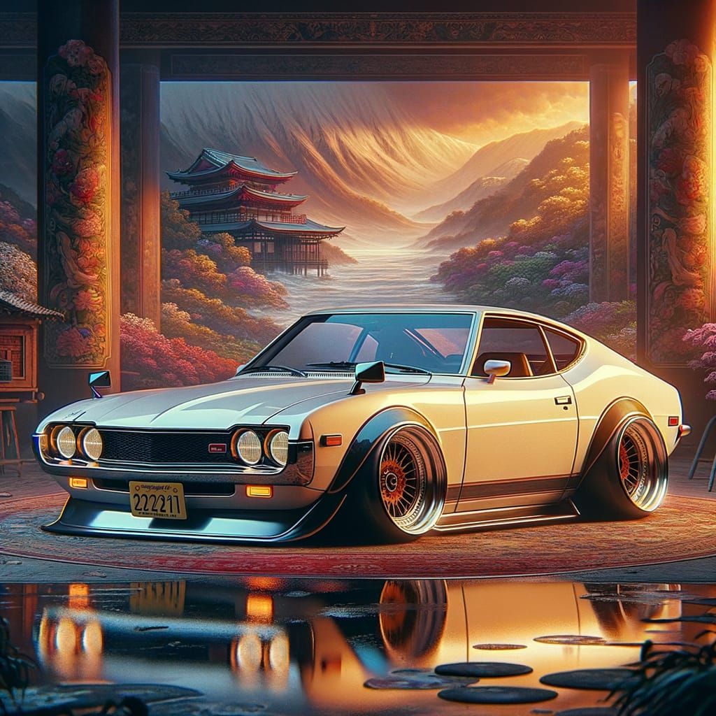 Sleek 1974 Toyota Celica Widebody Concept Art in Vibrant Col...