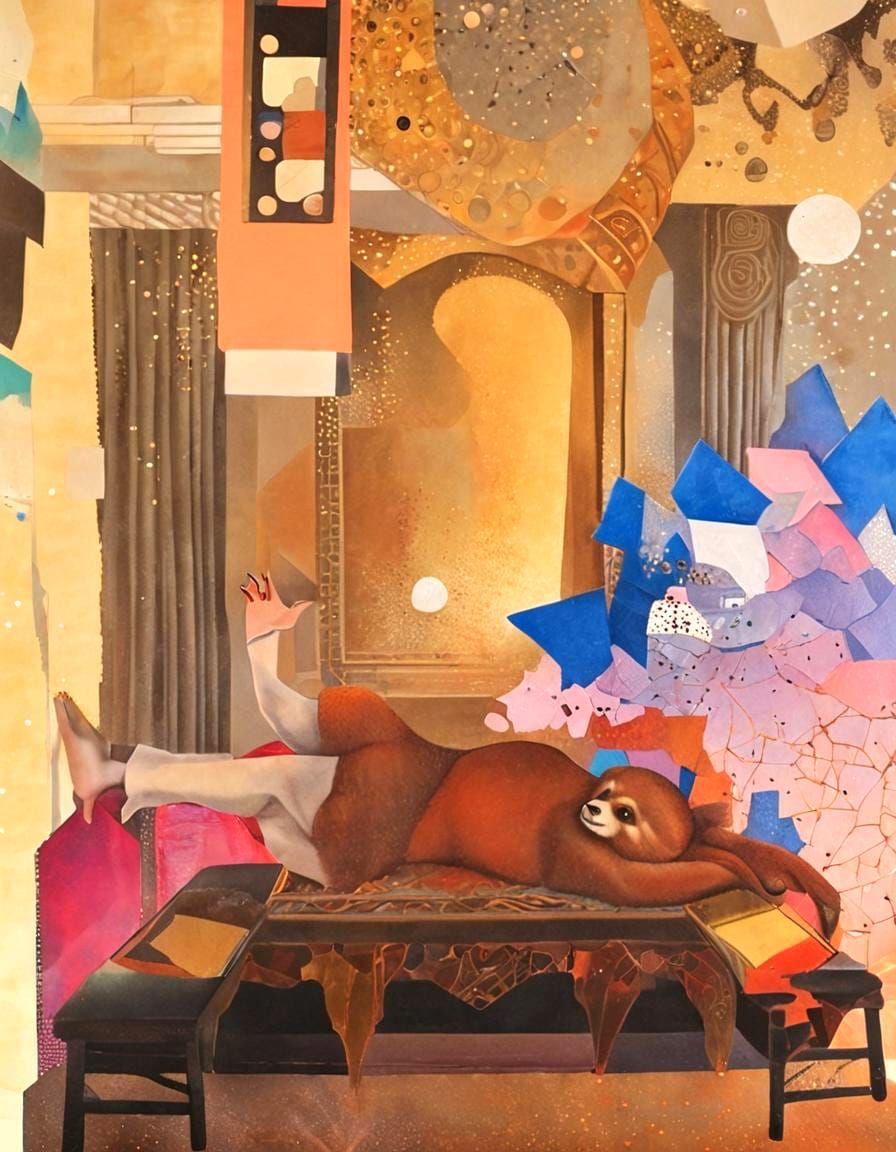 Reclining Figure in Pointillist Art Deco Style