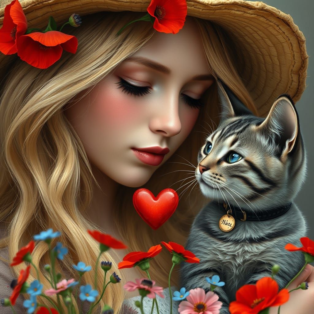 A Serene Young Woman in a Whimsical Garden Setting