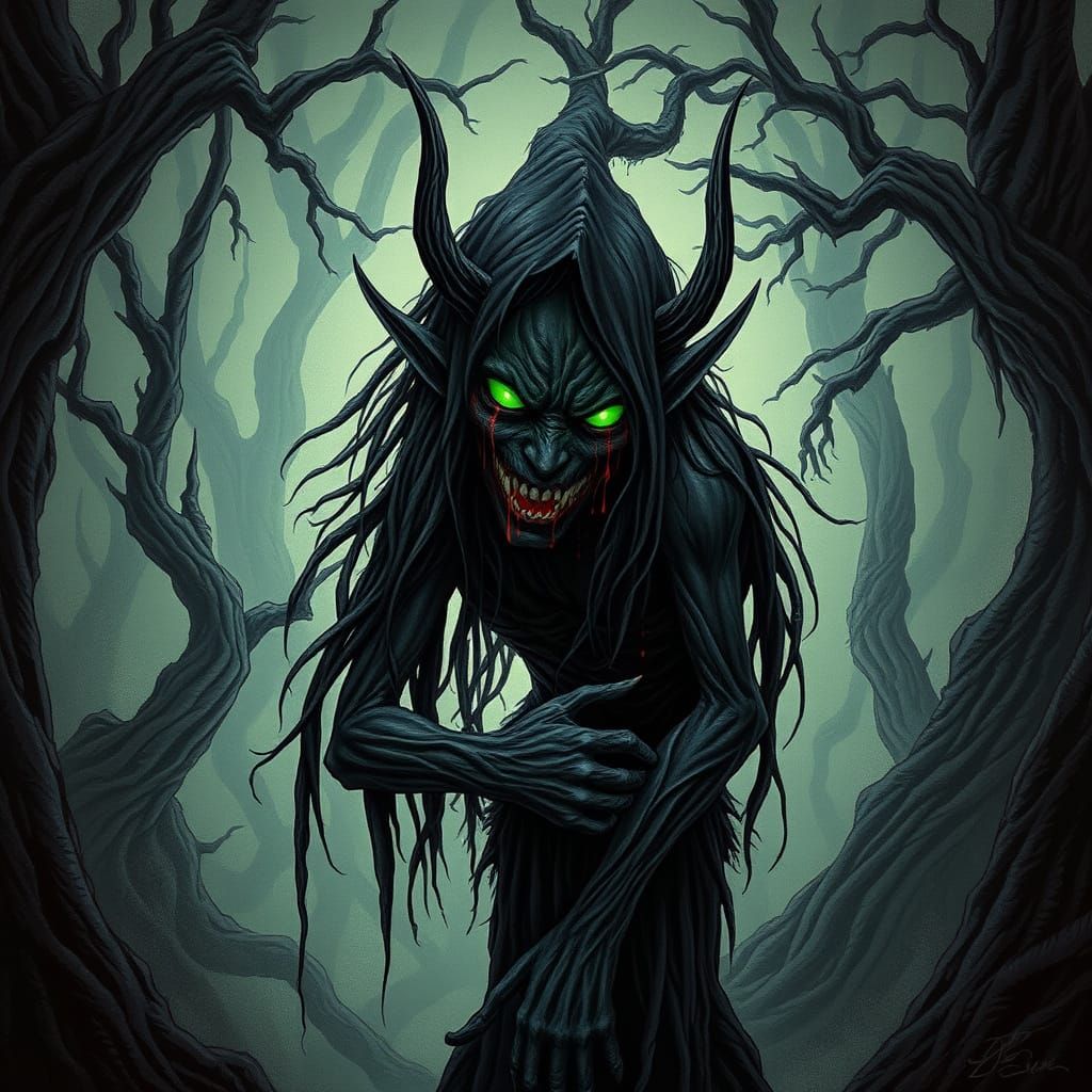 Dark Wood Elf Unleashes Twisted Magic in Ancient Forest