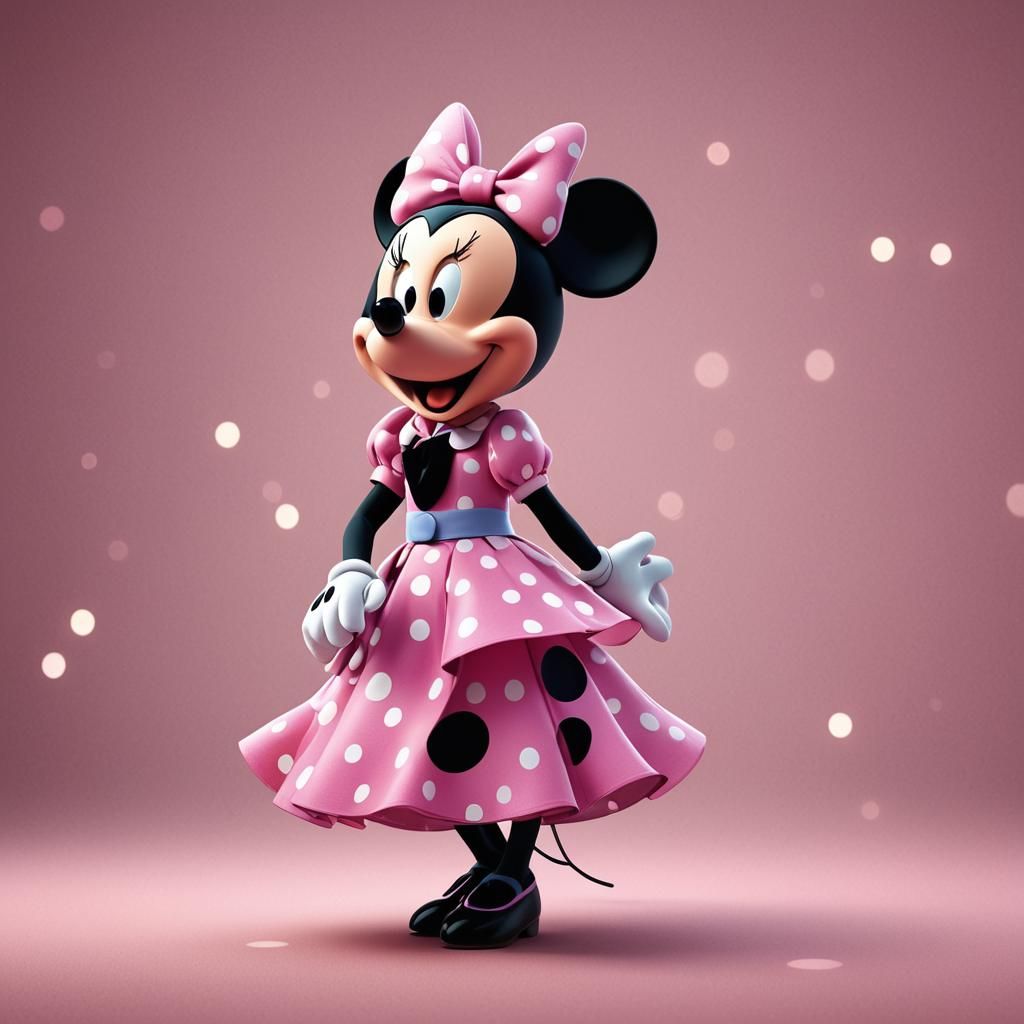 Minnie Mouse in Pink: Pixar-Inspired 3D Art