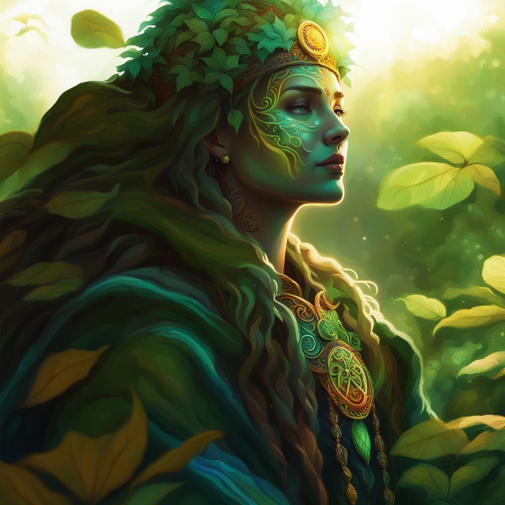 Celtic Druid Portrait in Neon Fantasy Style