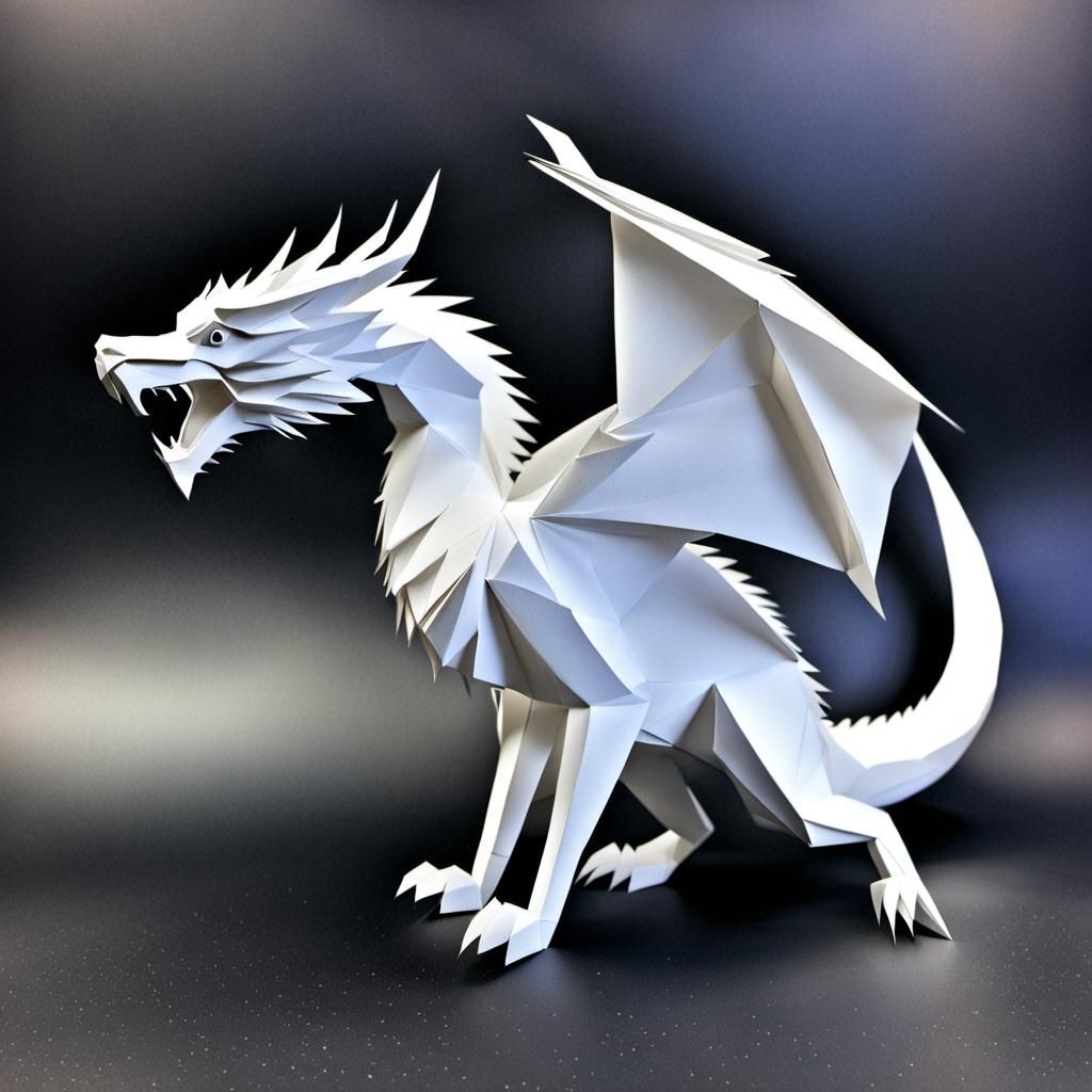 Intricate Paper Dragon Sculpture