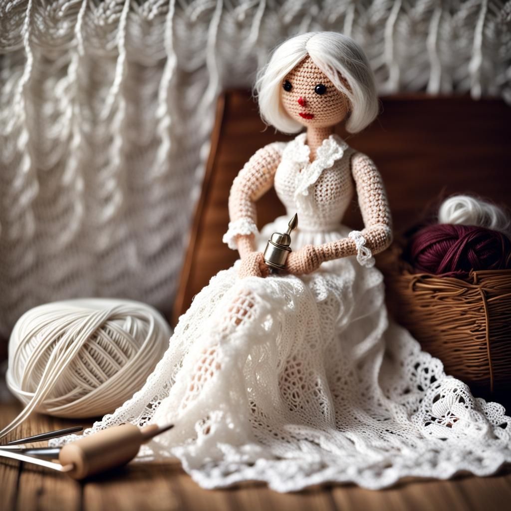 Crochet Doll Creates Lacy Wedding Dress